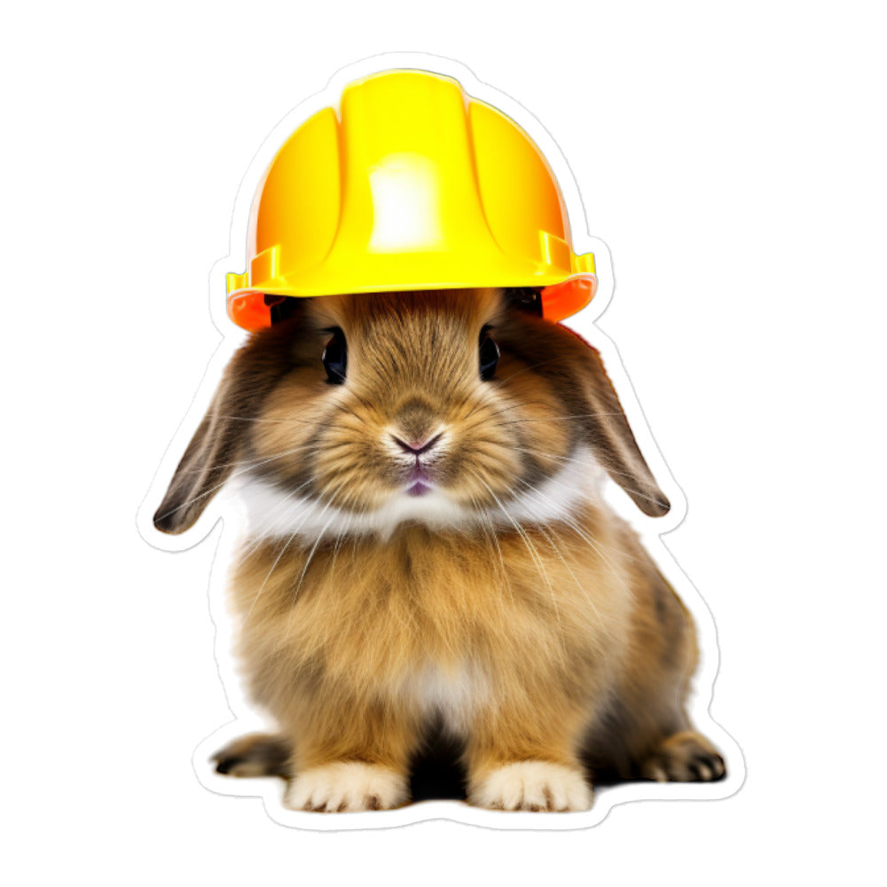 Lionhead Contractor Bunny Sticker - Stickerfy.ai