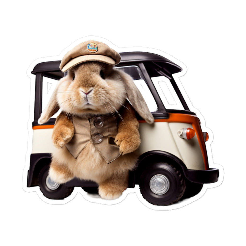 Mini Lop Transit Operator Bunny Sticker - Stickerfy.ai