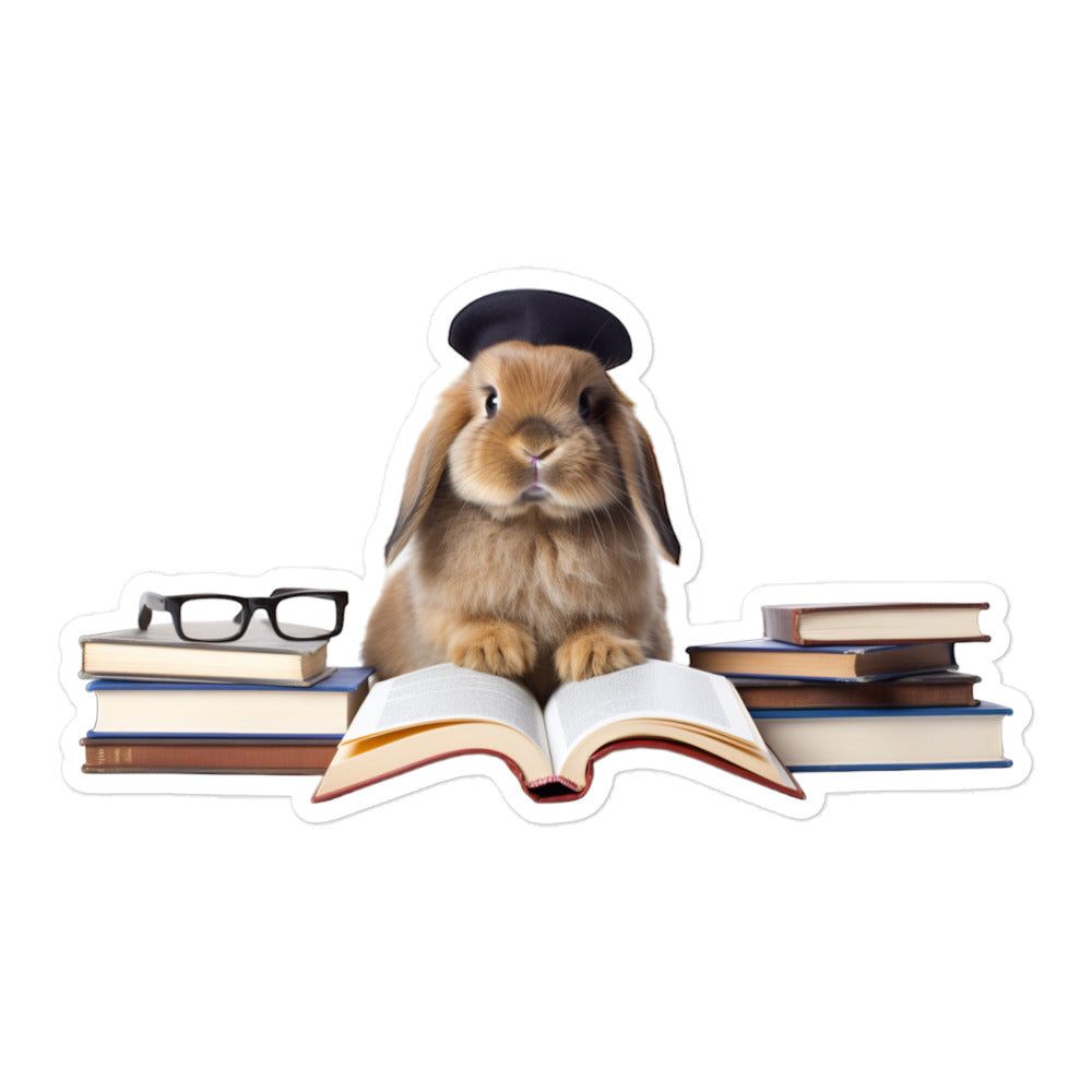 Mini Lop Enthusiastic Student Bunny Sticker - Stickerfy.ai