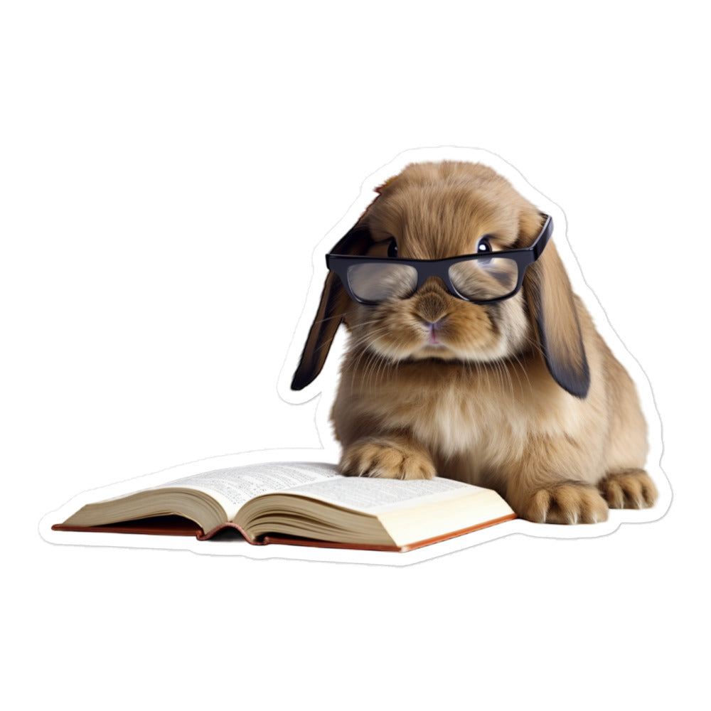 Mini Lop Enthusiastic Student Bunny Sticker - Stickerfy.ai