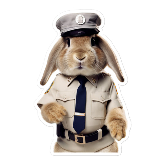 Mini Lop Security Officer Bunny Sticker - Stickerfy.ai