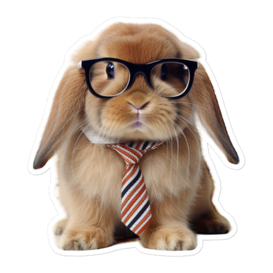 Mini Lop Enthusiastic Student Bunny Sticker - Stickerfy.ai