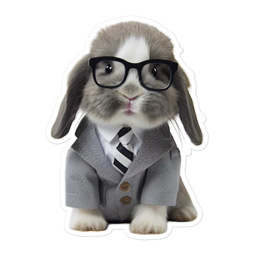 Mini Lop Persuasive Sales Bunny Sticker - Stickerfy.ai