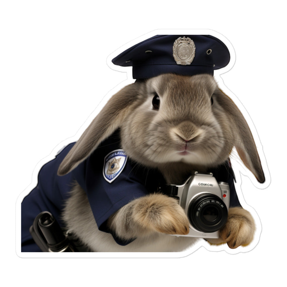 Mini Lop Security Officer Bunny Sticker - Stickerfy.ai