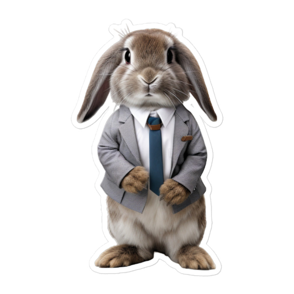 Mini Lop Persuasive Sales Bunny Sticker - Stickerfy.ai