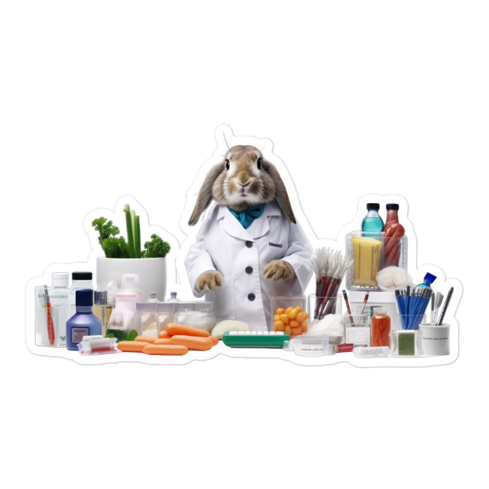 Mini Lop Knowledgeable Pharmacist Bunny Sticker - Stickerfy.ai