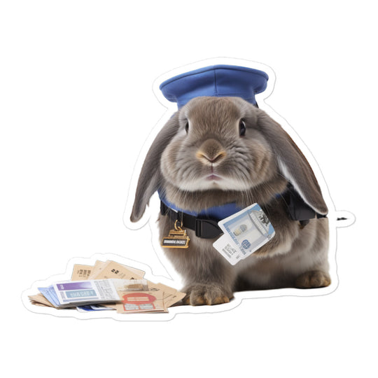 Mini Lop Mail Carrier Bunny Sticker - Stickerfy.ai