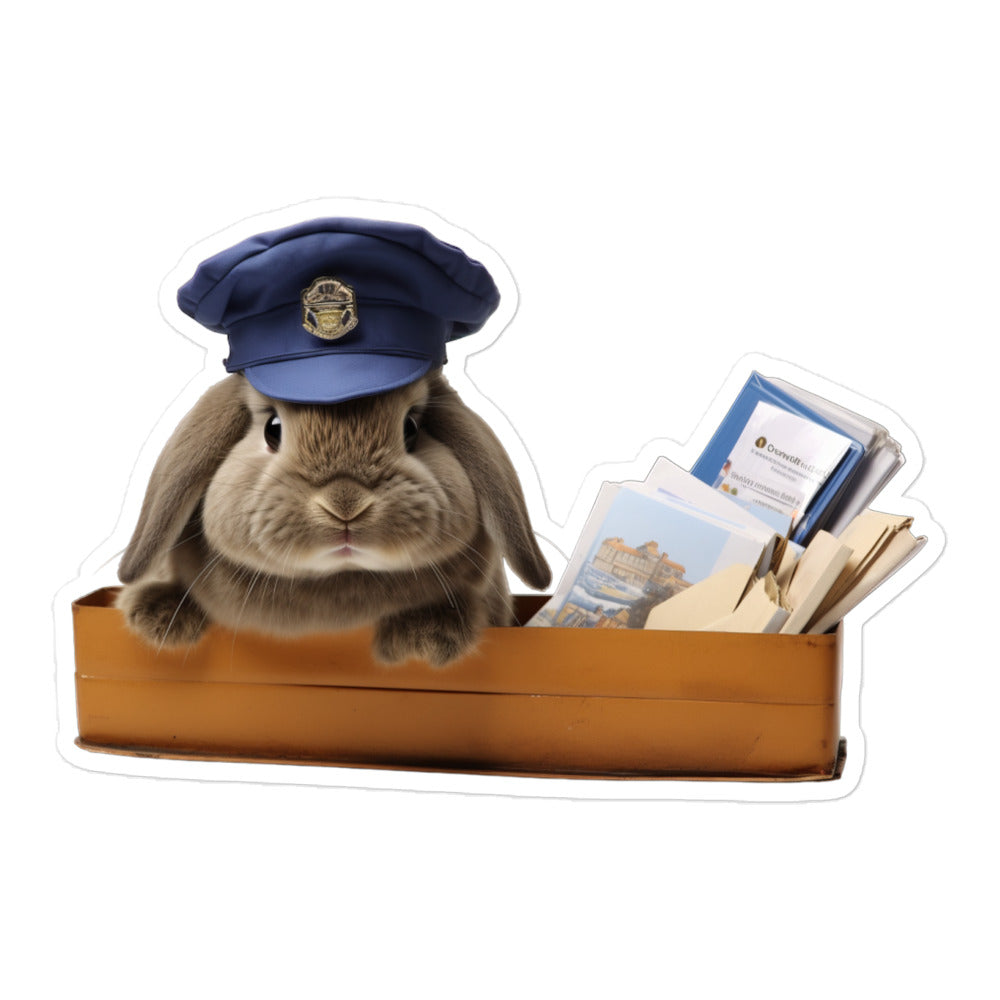 Mini Lop Mail Carrier Bunny Sticker - Stickerfy.ai