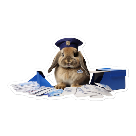 Mini Lop Mail Carrier Bunny Sticker - Stickerfy.ai