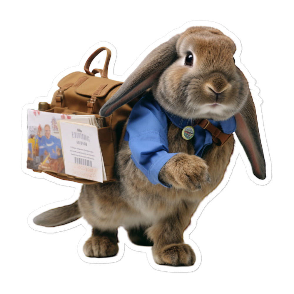 Mini Lop Mail Carrier Bunny Sticker - Stickerfy.ai