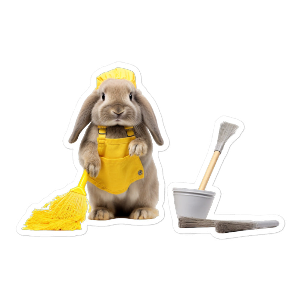 Mini Lop Diligent Janitor Bunny Sticker - Stickerfy.ai