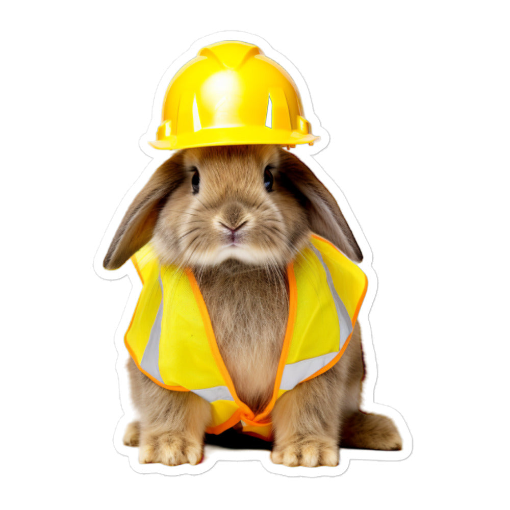 Mini Lop Contractor Bunny Sticker - Stickerfy.ai