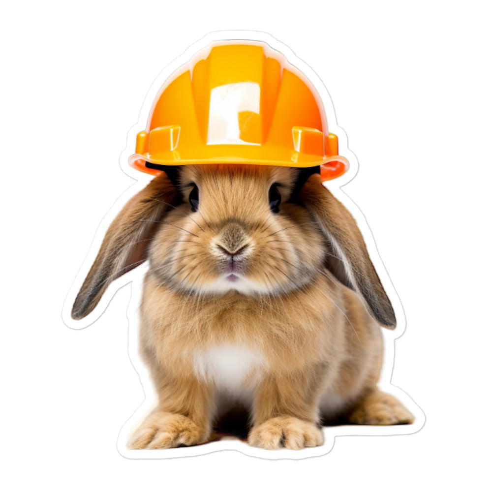 Mini Lop Contractor Bunny Sticker - Stickerfy.ai