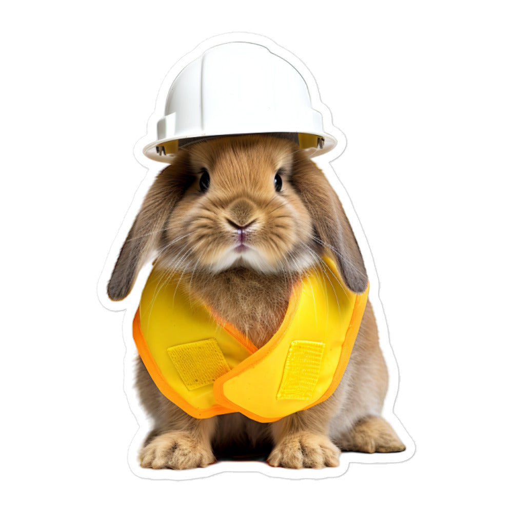 Mini Lop Contractor Bunny Sticker - Stickerfy.ai