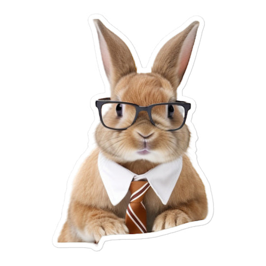 Mini Rex Enthusiastic Student Bunny Sticker - Stickerfy.ai