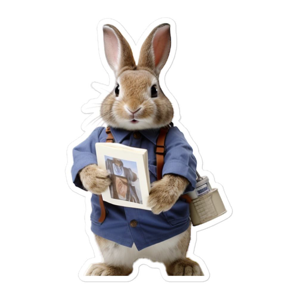 Mini Rex Mail Carrier Bunny Sticker - Stickerfy.ai