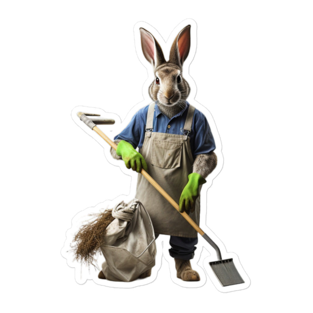 Mini Rex Diligent Janitor Bunny Sticker - Stickerfy.ai