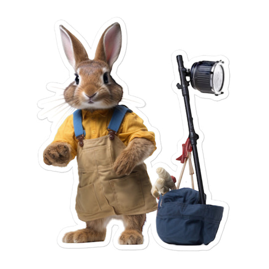 Mini Rex Diligent Janitor Bunny Sticker - Stickerfy.ai