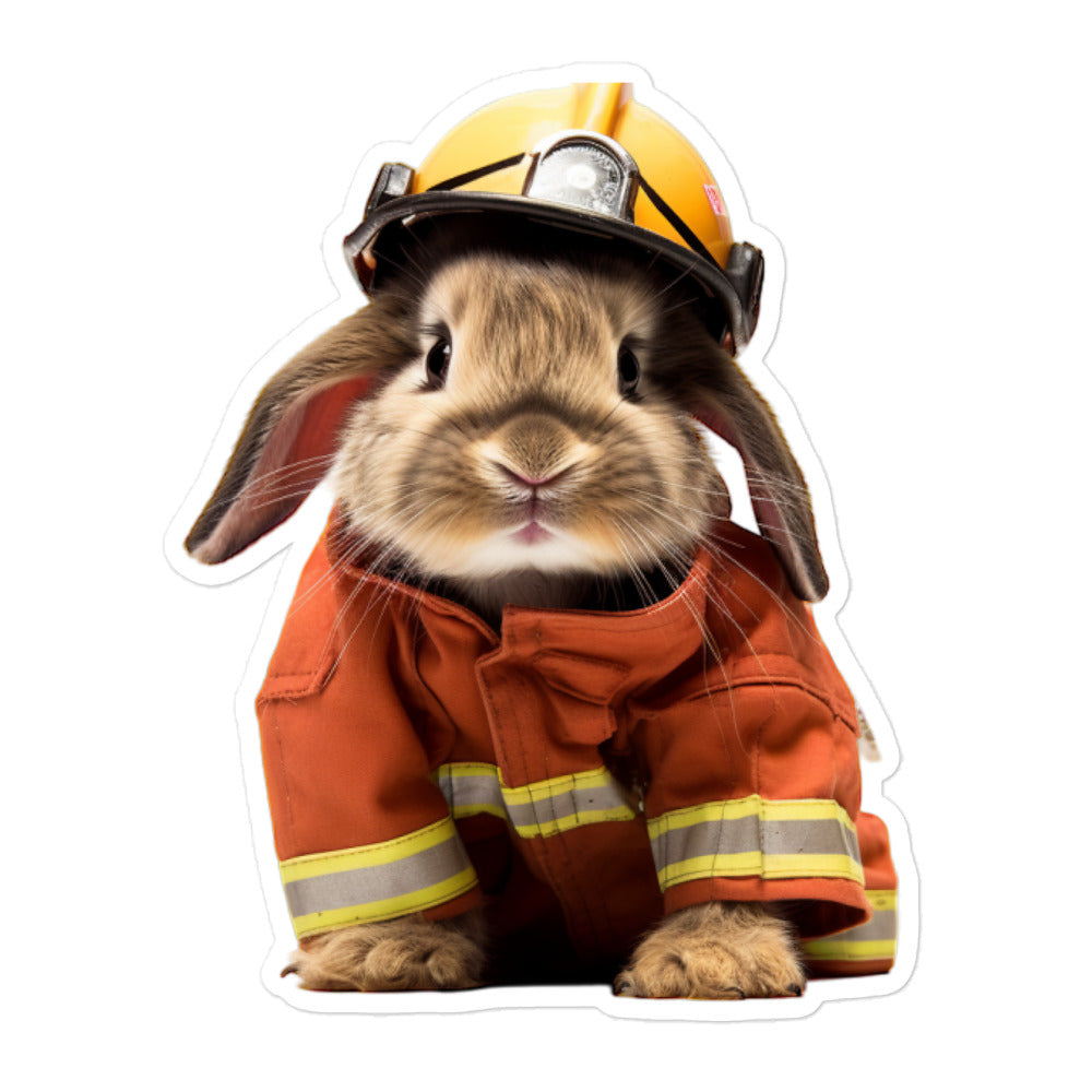 Mini Rex Brave Firefighter Bunny Sticker - Stickerfy.ai