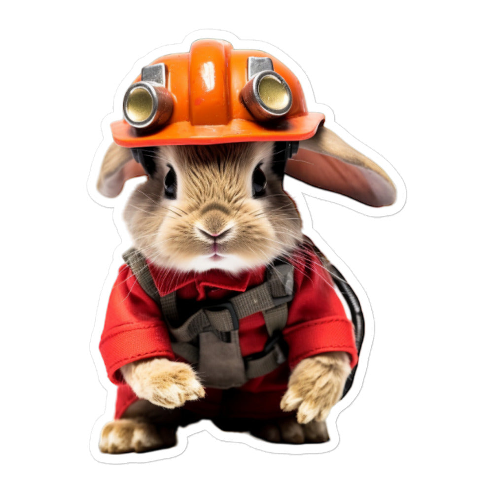 Mini Rex Brave Firefighter Bunny Sticker - Stickerfy.ai