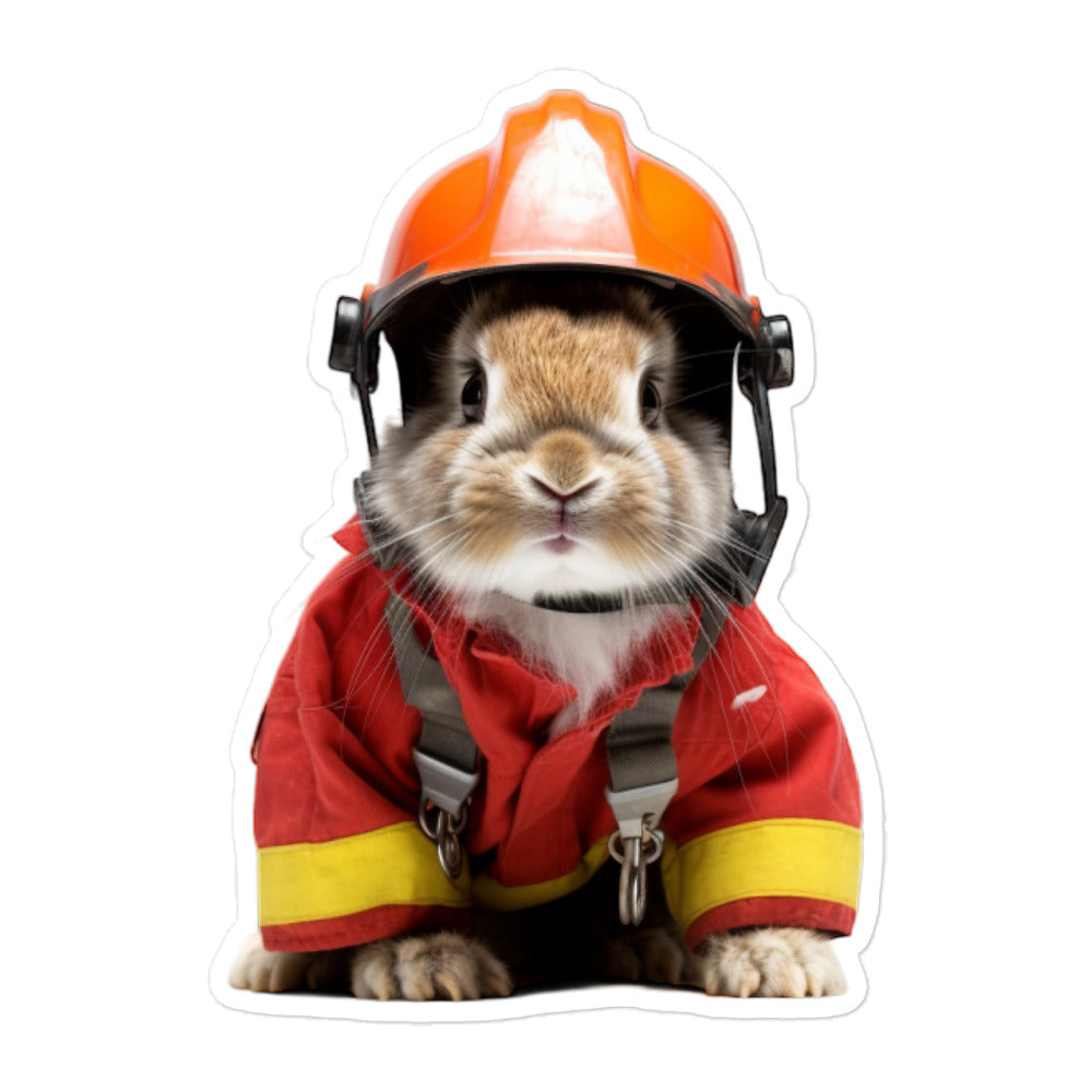 Mini Rex Brave Firefighter Bunny Sticker - Stickerfy.ai