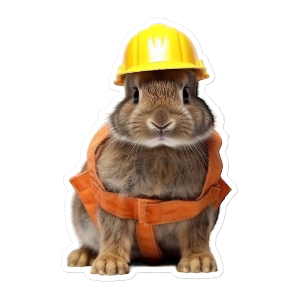 Mini Rex Contractor Bunny Sticker - Stickerfy.ai