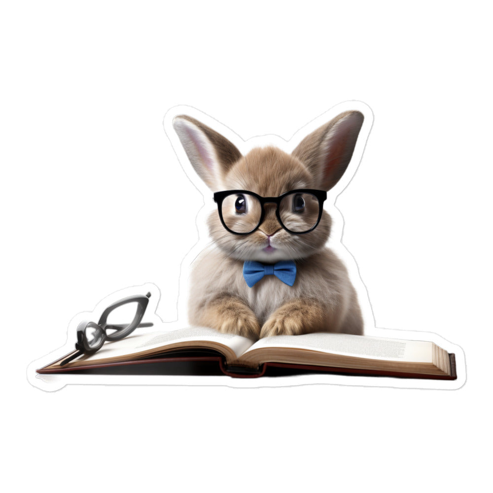 Mini Satin Enthusiastic Student Bunny Sticker - Stickerfy.ai