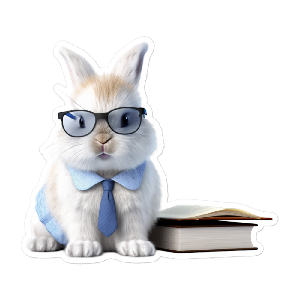 Mini Satin Enthusiastic Student Bunny Sticker - Stickerfy.ai