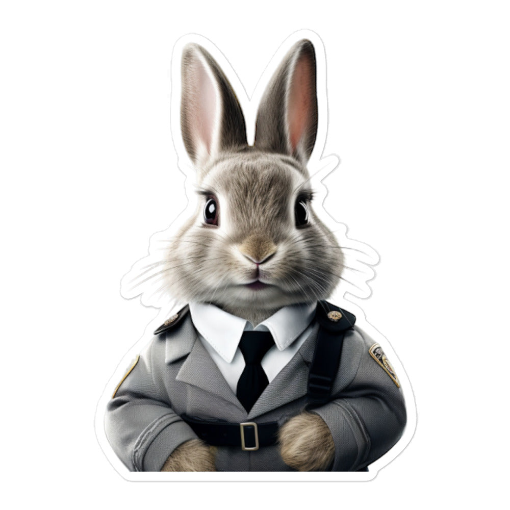 Mini Satin Security Officer Bunny Sticker - Stickerfy.ai