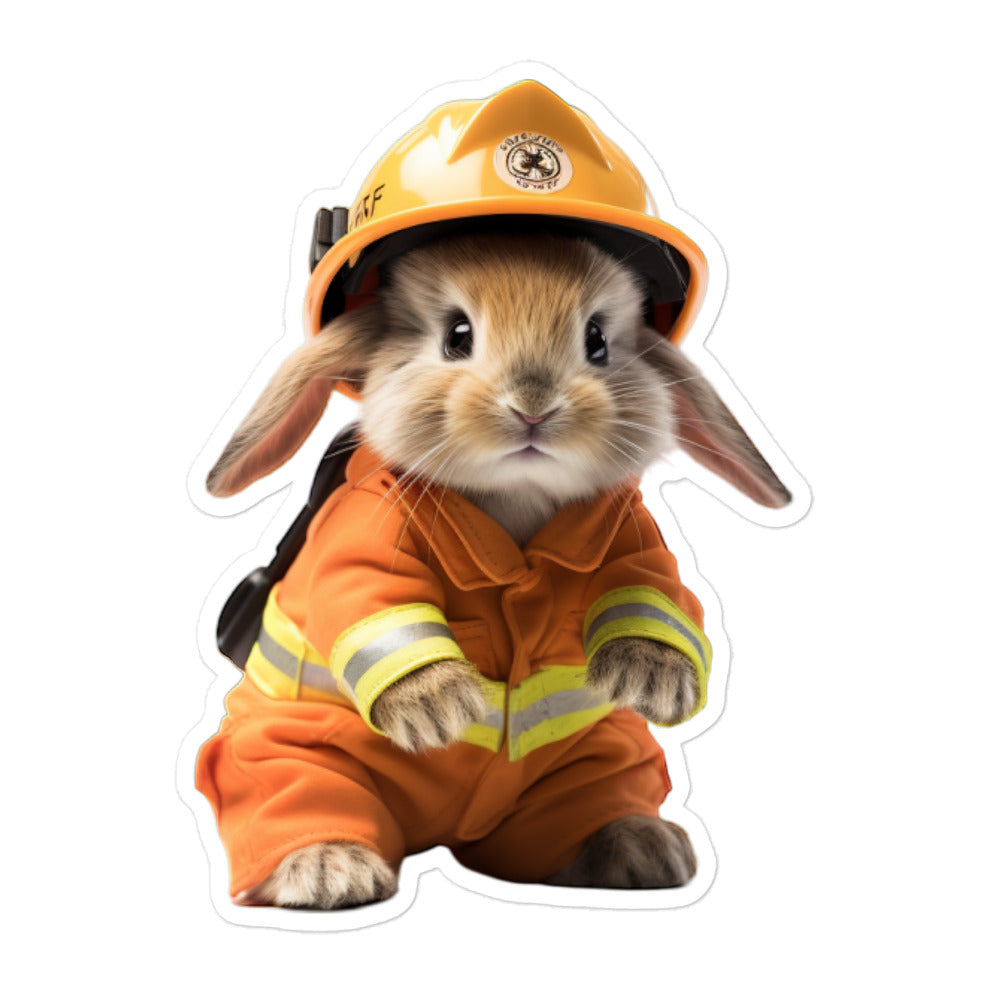 Mini Satin Brave Firefighter Bunny Sticker - Stickerfy.ai