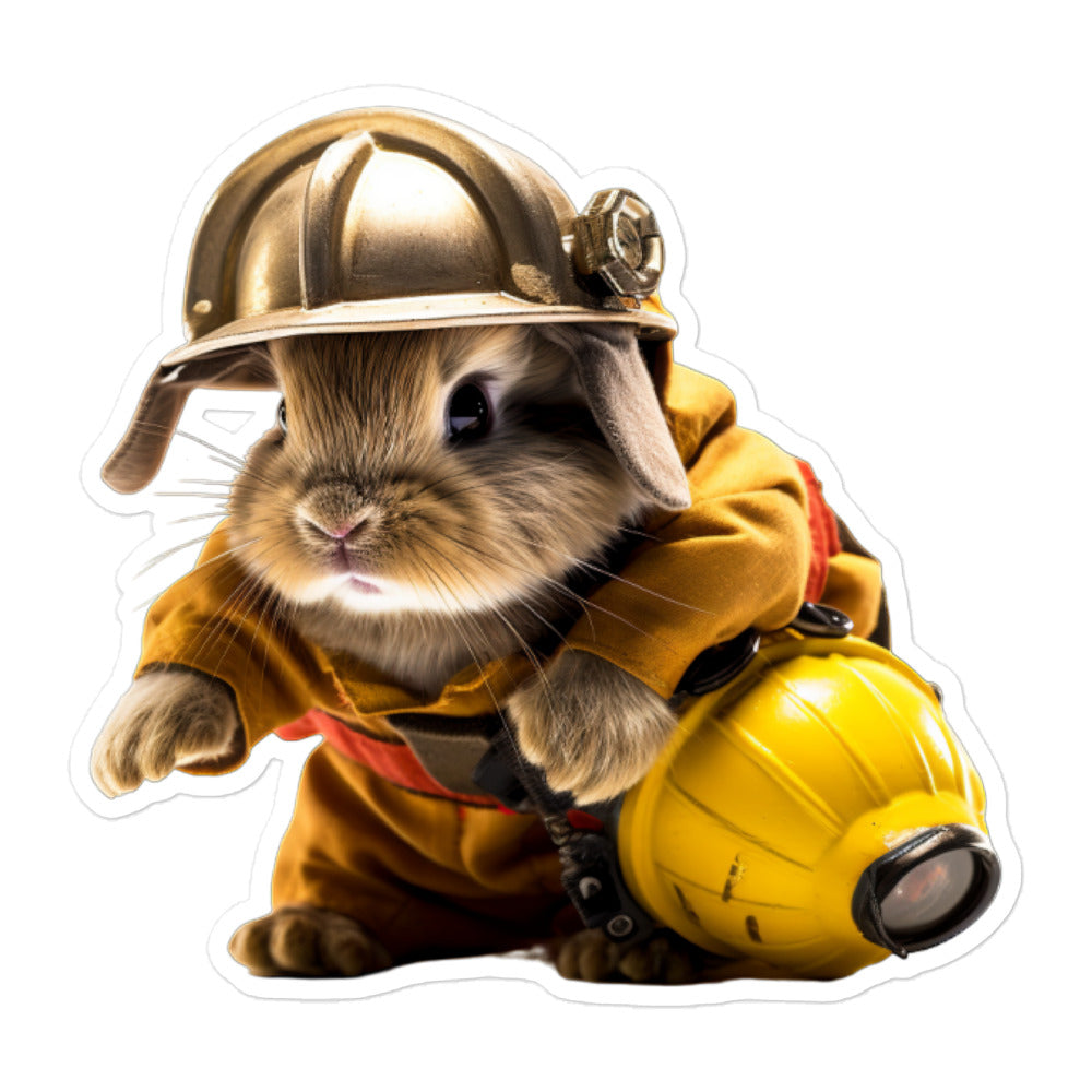 Mini Satin Brave Firefighter Bunny Sticker - Stickerfy.ai