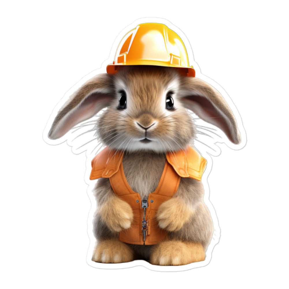 Mini Satin Contractor Bunny Sticker - Stickerfy.ai