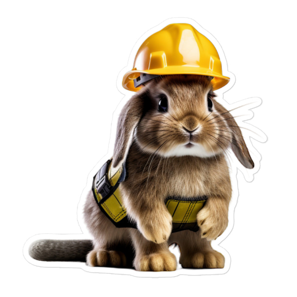 Mini Satin Contractor Bunny Sticker - Stickerfy.ai