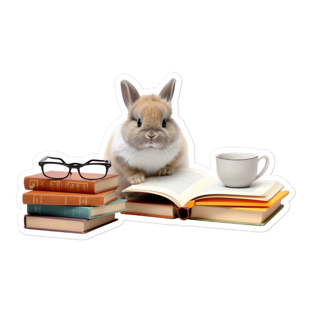 Netherland Dwarf Enthusiastic Student Bunny Sticker - Stickerfy.ai