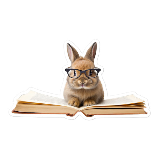 Netherland Dwarf Enthusiastic Student Bunny Sticker - Stickerfy.ai