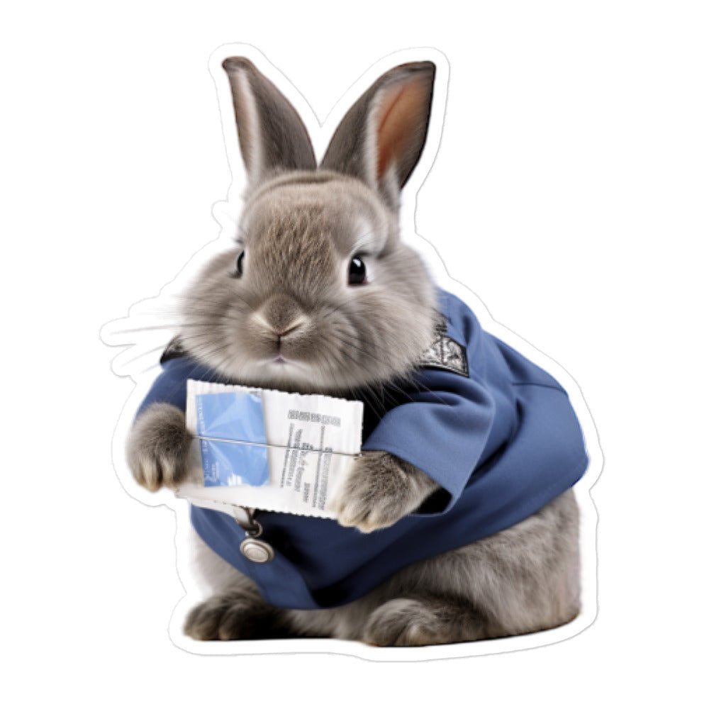 Netherland Dwarf Mail Carrier Bunny Sticker - Stickerfy.ai