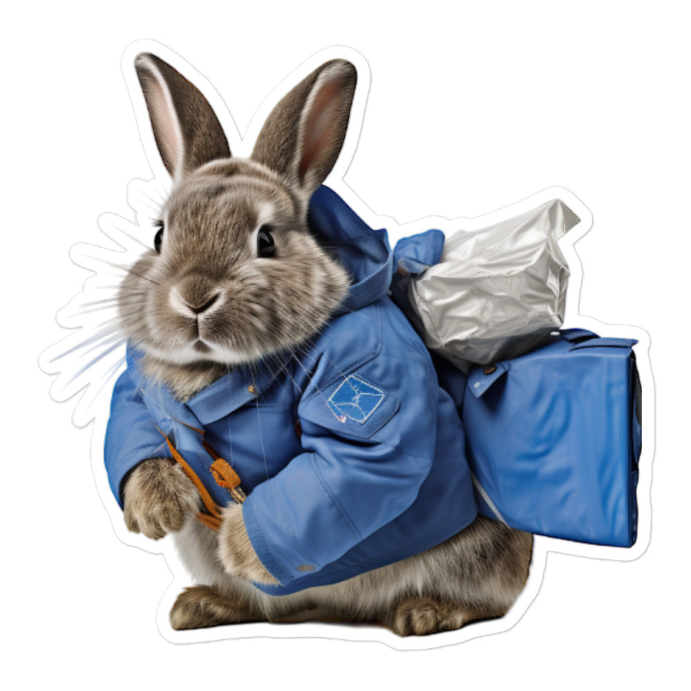 Netherland Dwarf Mail Carrier Bunny Sticker - Stickerfy.ai