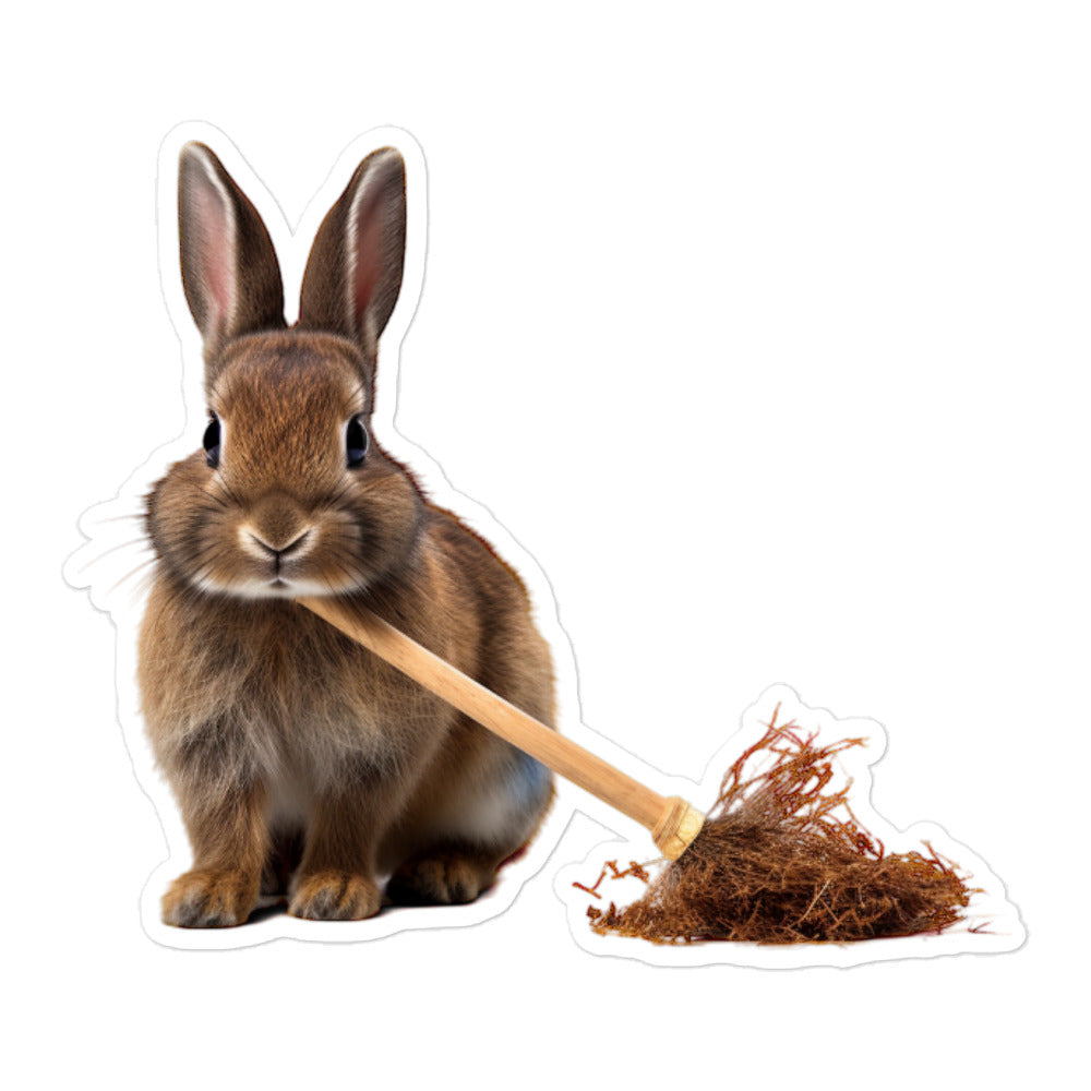 Netherland Dwarf Diligent Janitor Bunny Sticker - Stickerfy.ai