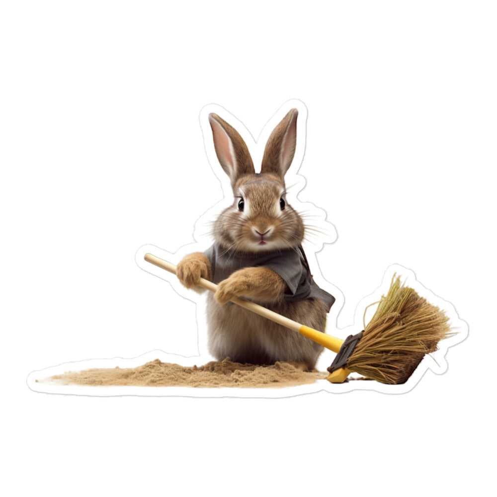 Netherland Dwarf Diligent Janitor Bunny Sticker - Stickerfy.ai