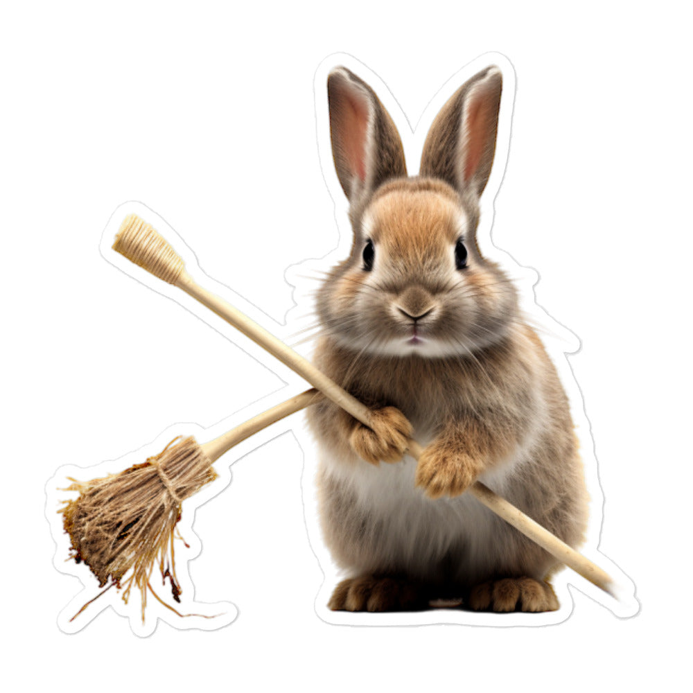 Netherland Dwarf Diligent Janitor Bunny Sticker - Stickerfy.ai