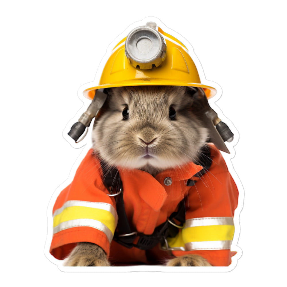 Netherland Dwarf Brave Firefighter Bunny Sticker - Stickerfy.ai