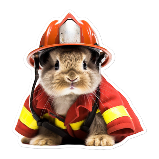 Netherland Dwarf Brave Firefighter Bunny Sticker - Stickerfy.ai