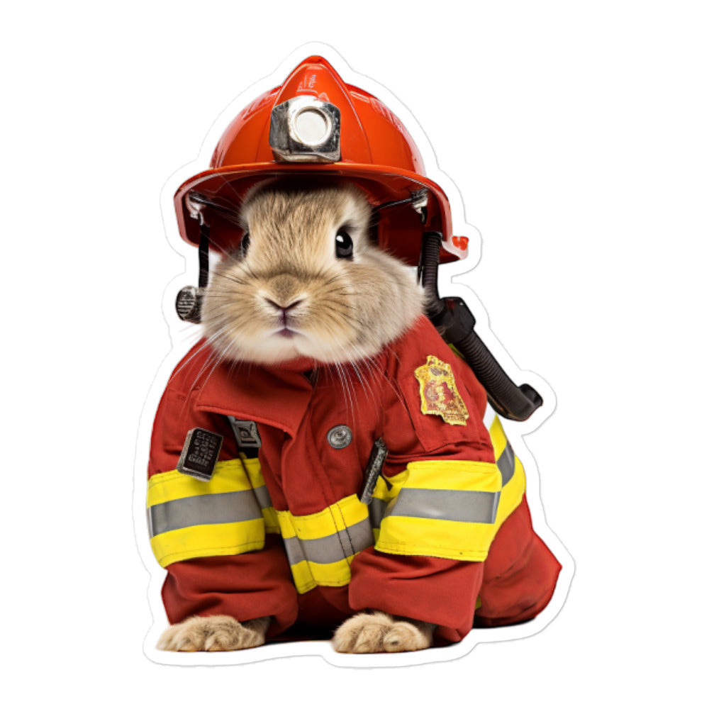 Netherland Dwarf Brave Firefighter Bunny Sticker - Stickerfy.ai