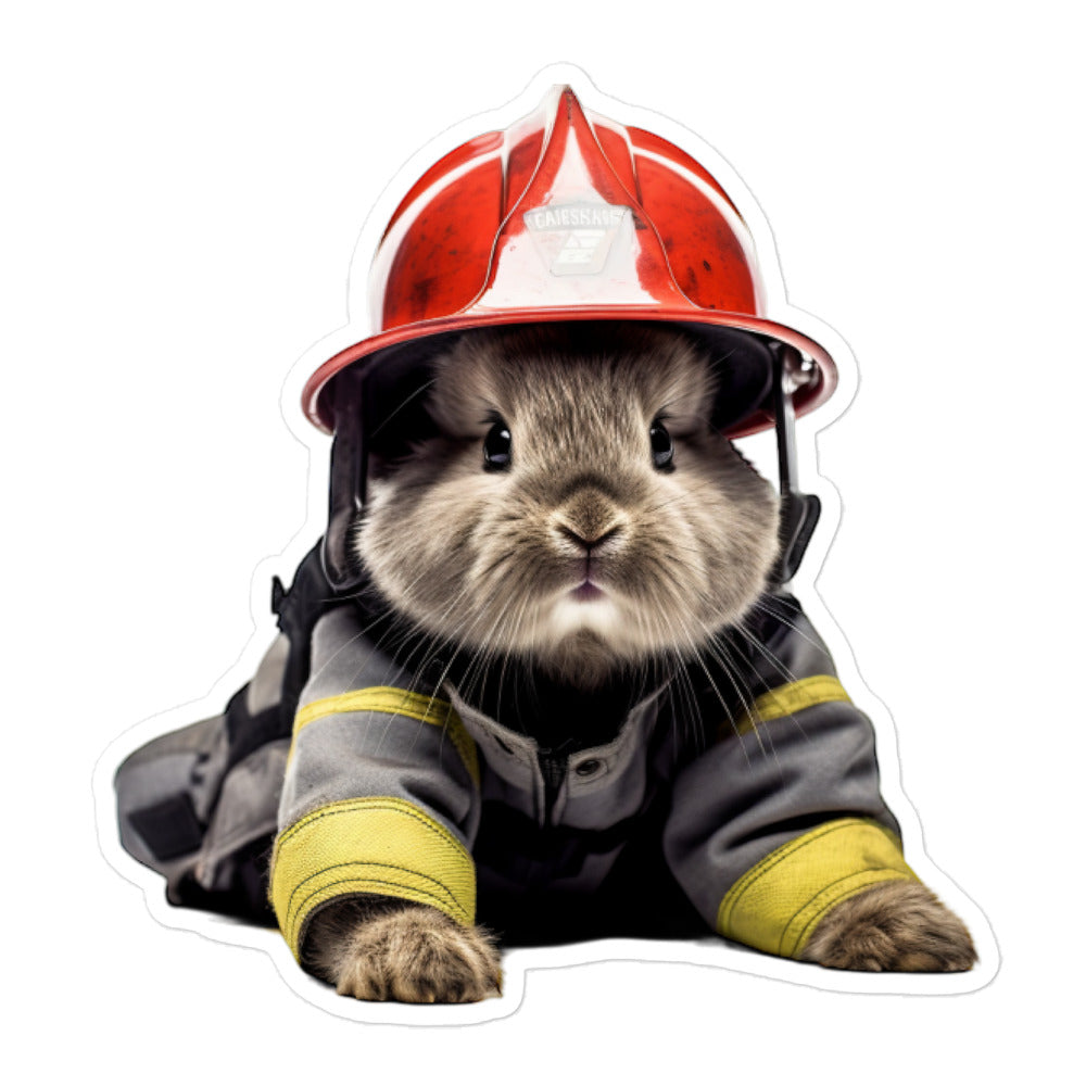 Netherland Dwarf Brave Firefighter Bunny Sticker - Stickerfy.ai