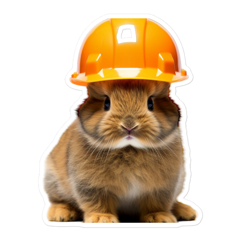 Netherland Dwarf Contractor Bunny Sticker - Stickerfy.ai