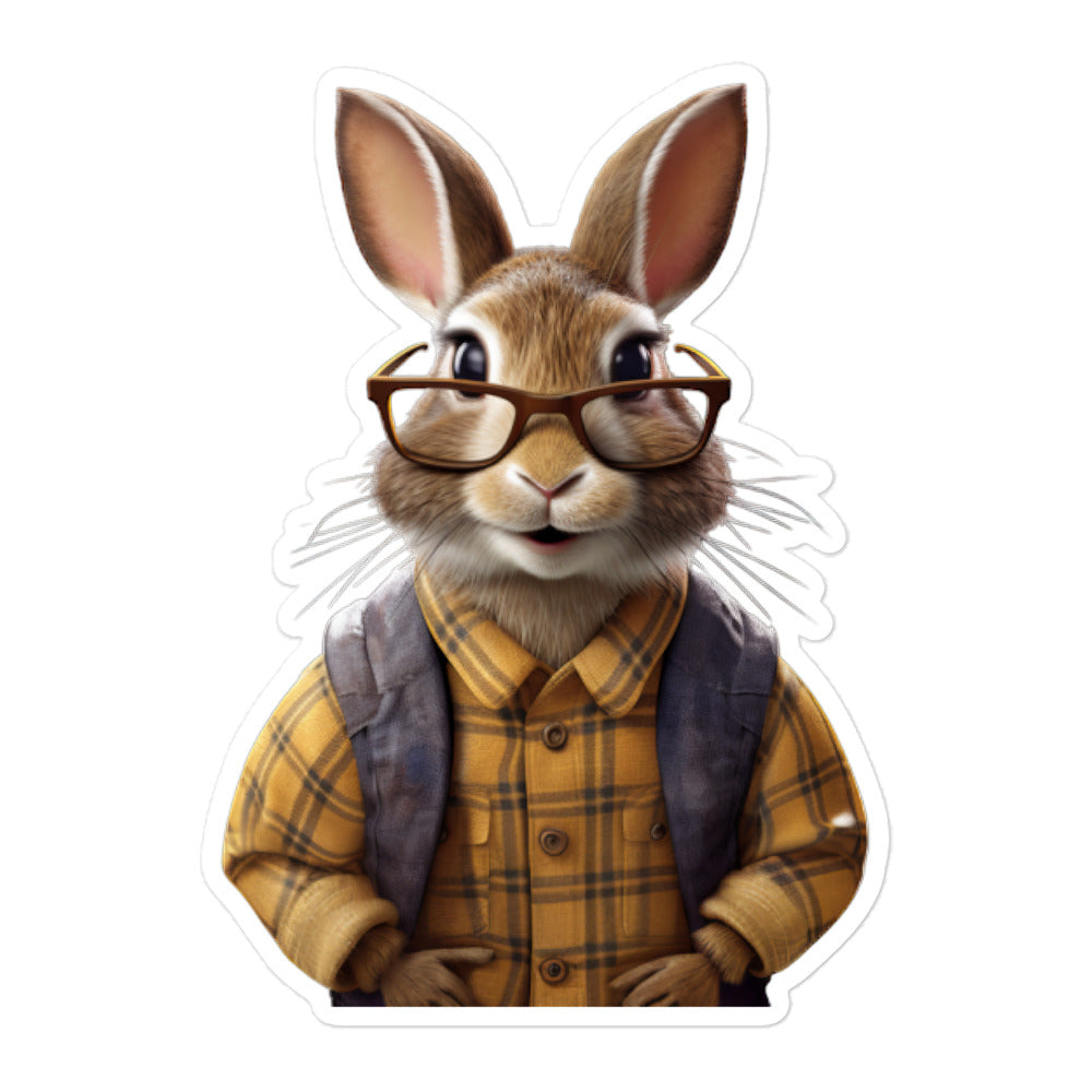 Rhinelander Enthusiastic Student Bunny Sticker - Stickerfy.ai