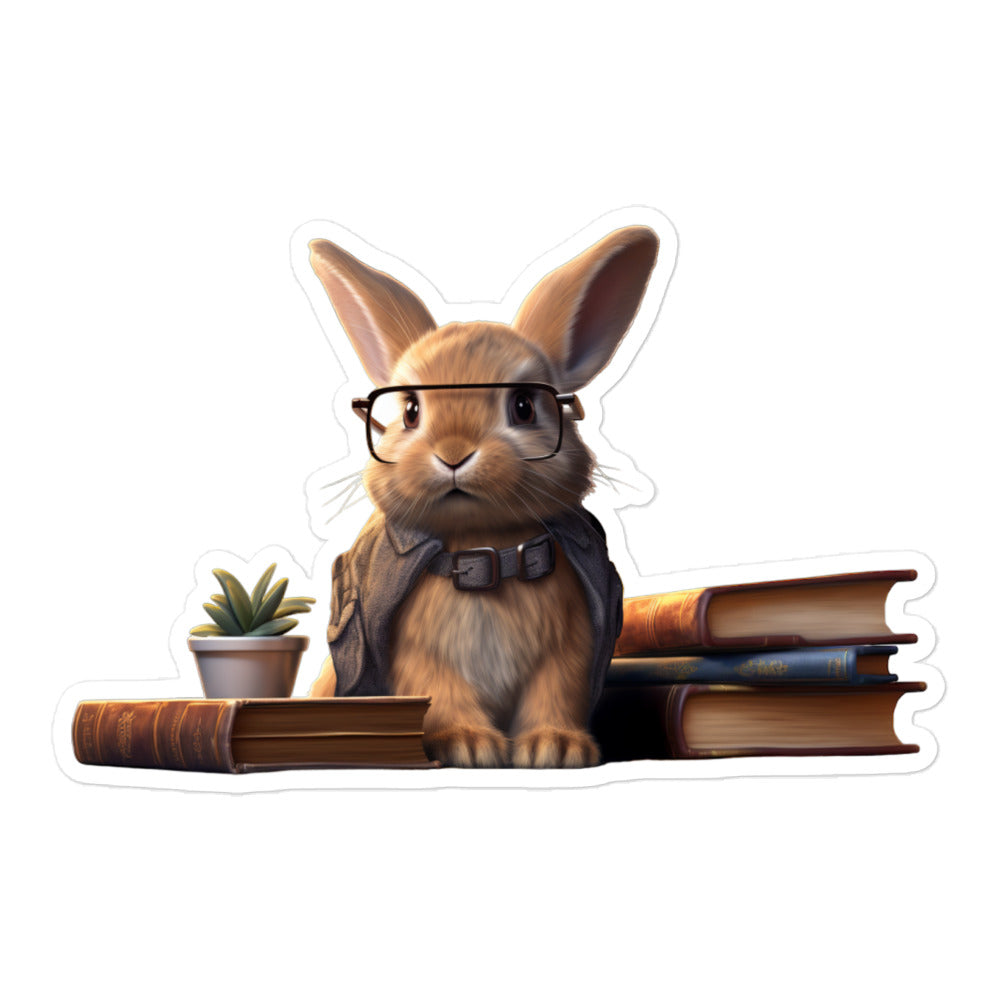 Rhinelander Enthusiastic Student Bunny Sticker - Stickerfy.ai