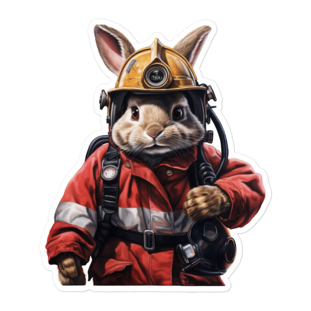 Rhinelander Brave Firefighter Bunny Sticker - Stickerfy.ai