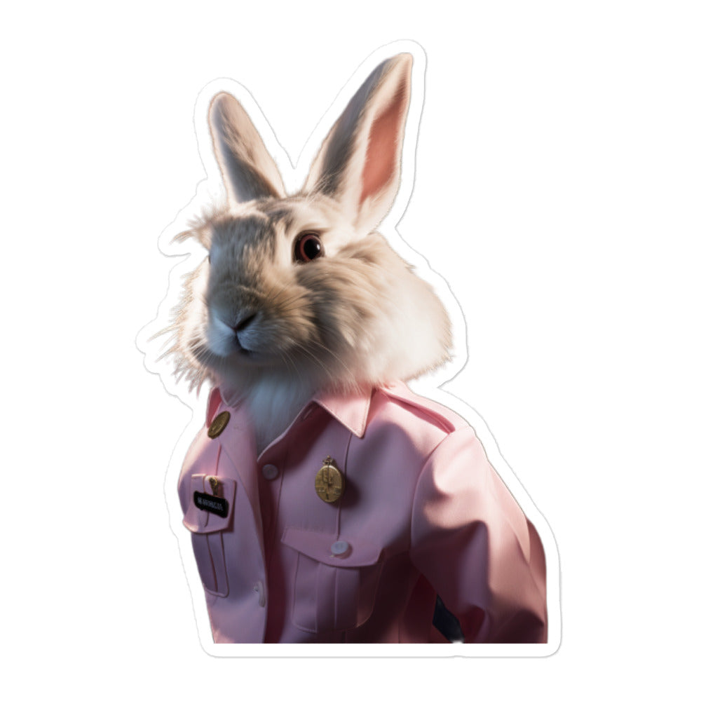 Satin Angora Transit Operator Bunny Sticker - Stickerfy.ai