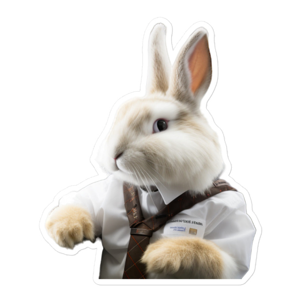 Satin Angora Transit Operator Bunny Sticker - Stickerfy.ai